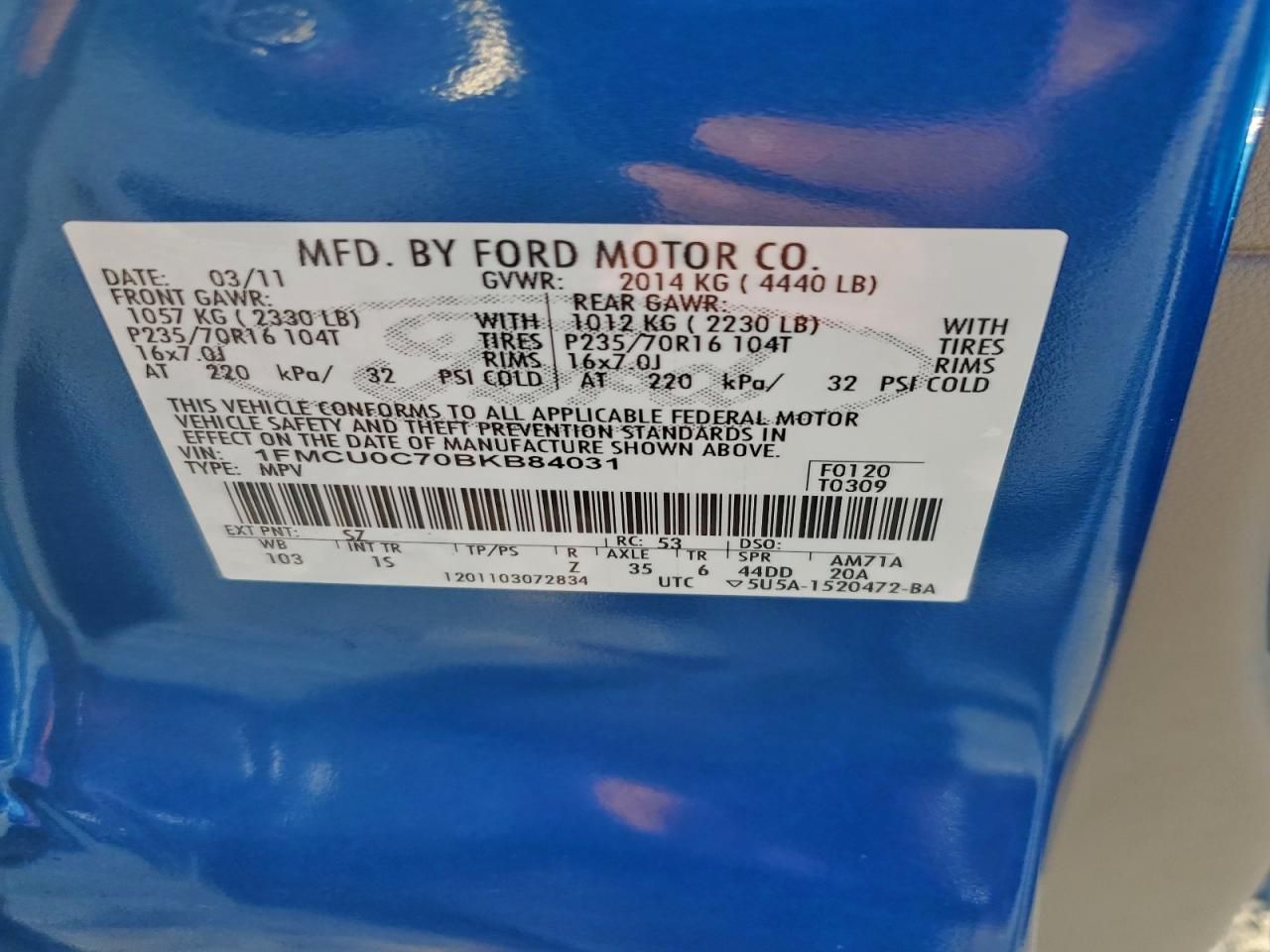 2011 Ford Escape xls