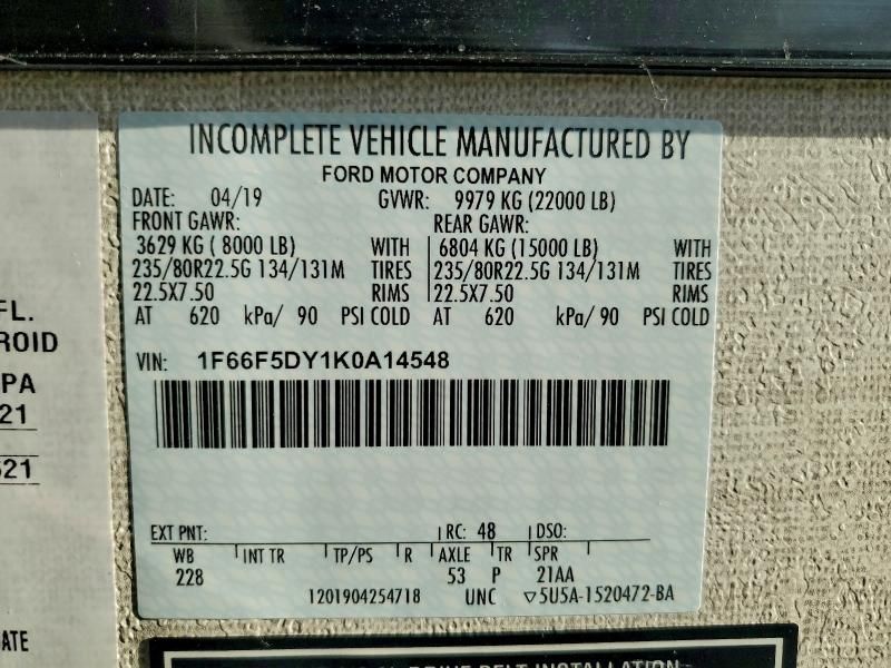 2019 Ford Motorhome Chassis