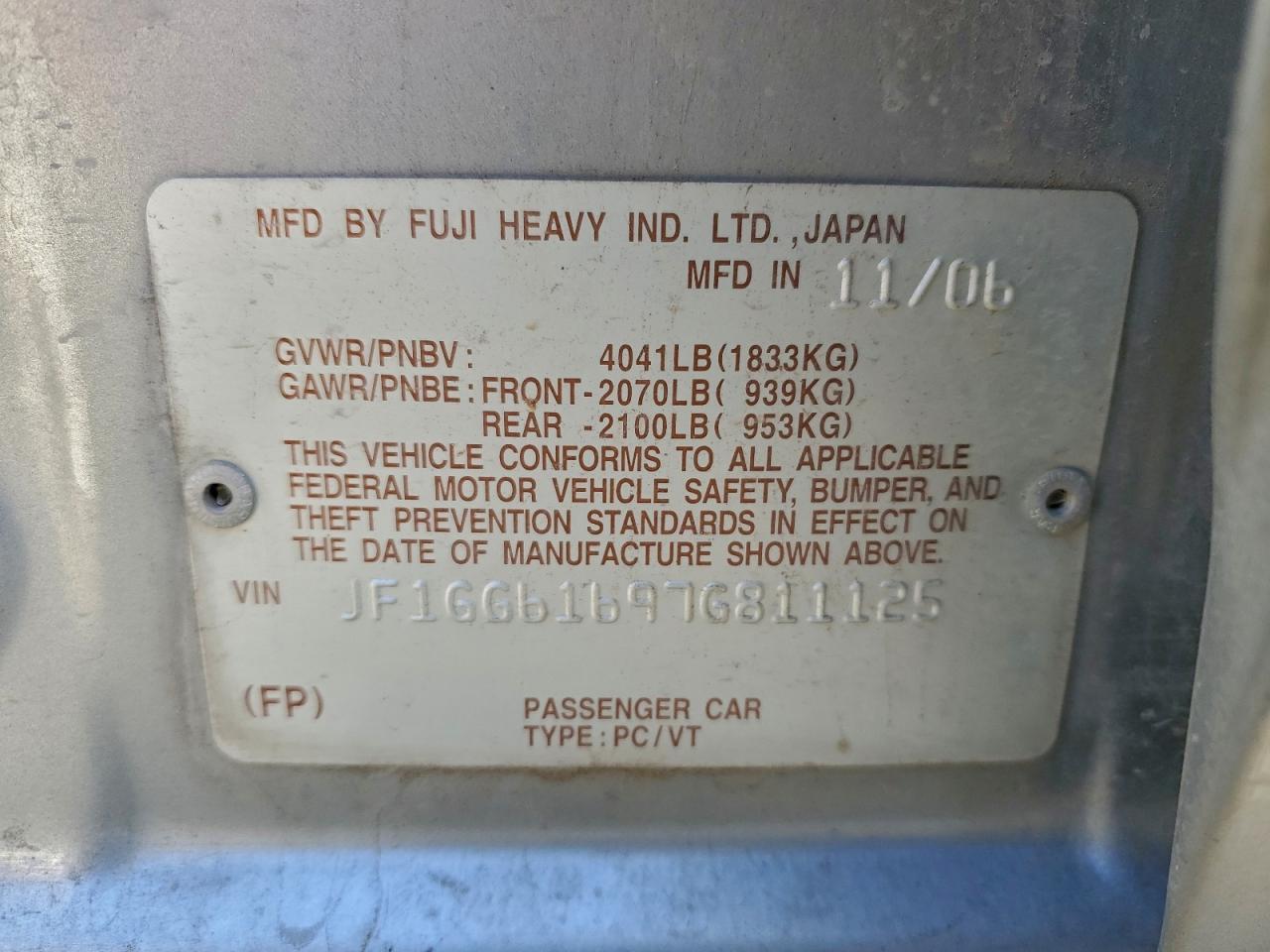 2007 Subaru Impreza 2.5i