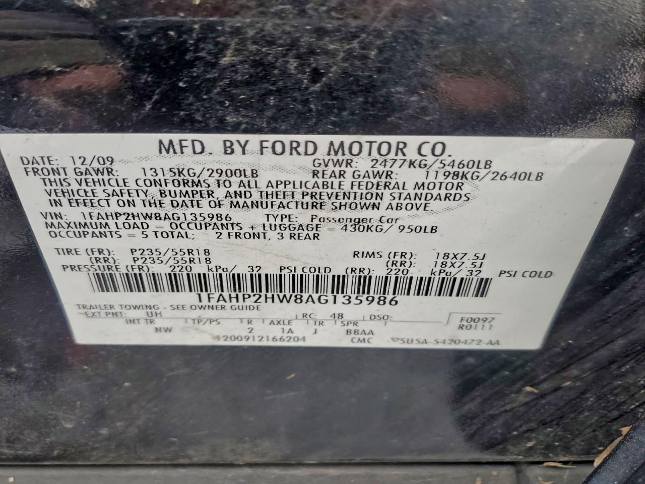 2010 Ford Taurus sel