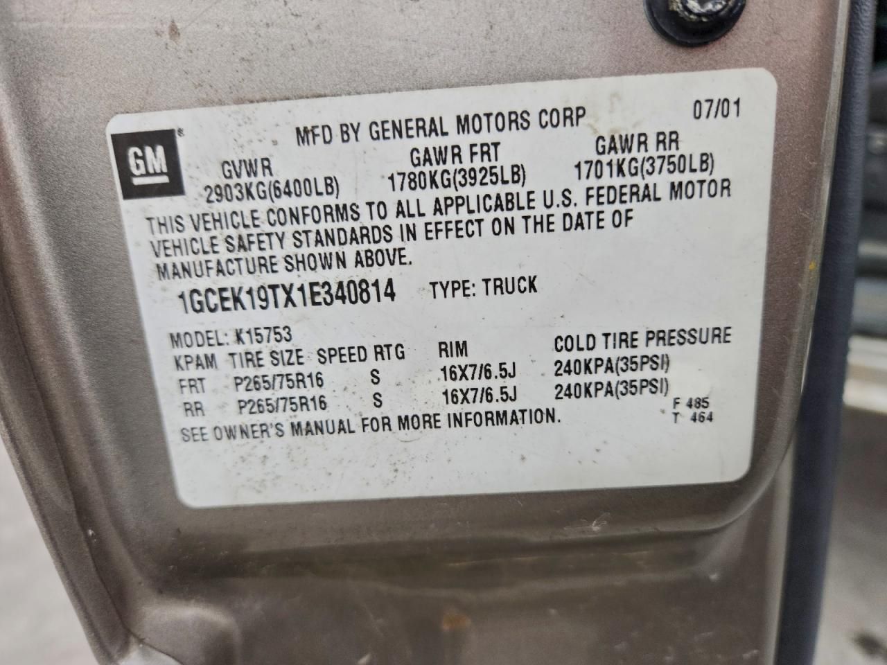 2001 Chevrolet Silverado K1500