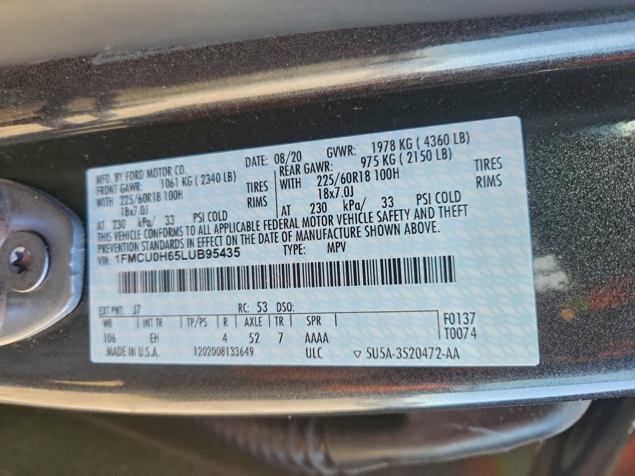 2020 Ford Escape sel