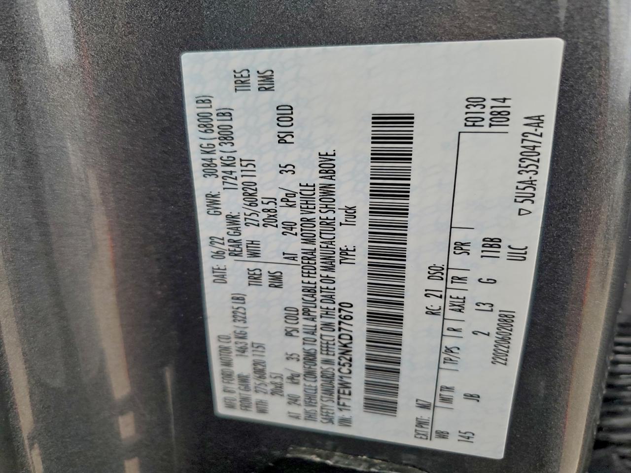 2022 Ford F150 Supercrew