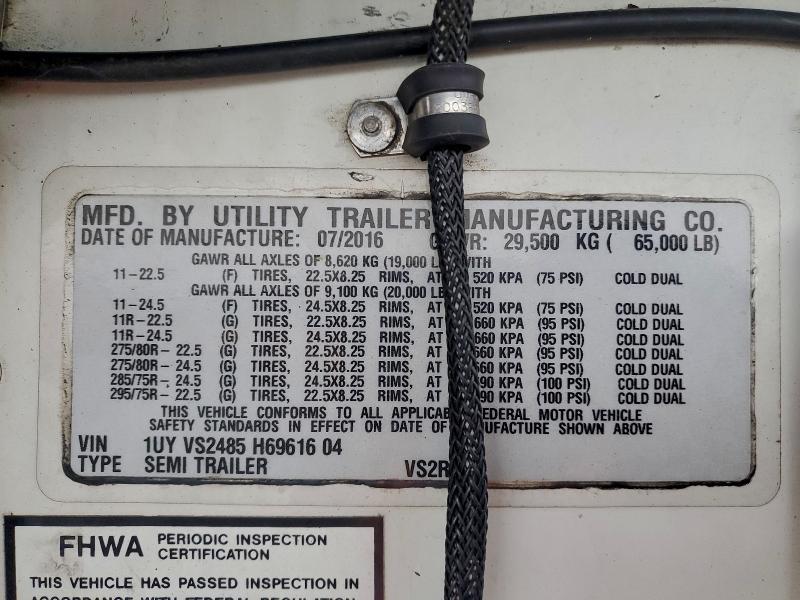 2017 Utility VS2RA Refrigerated Van Trailer