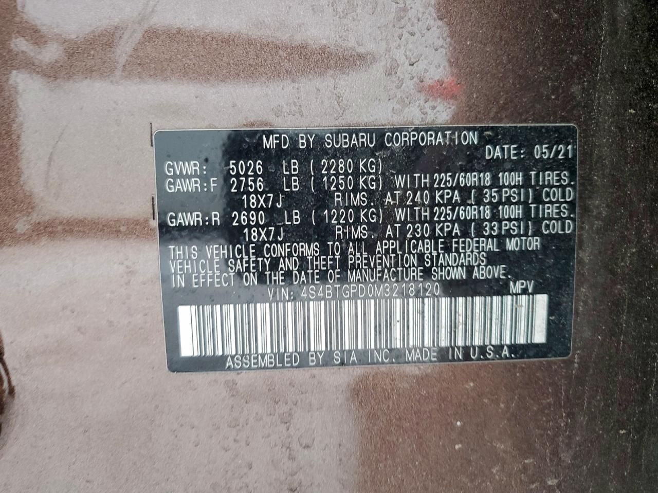 2021 Subaru Outback Touring