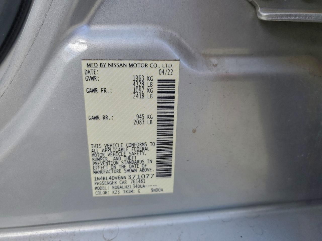 2022 Nissan Altima sv