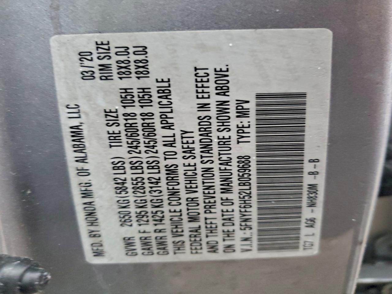 2020 Honda Pilot exl