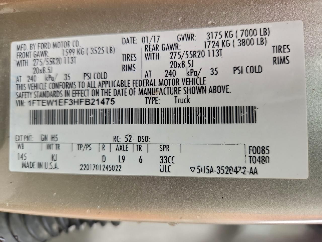 2017 Ford F150 Supercrew