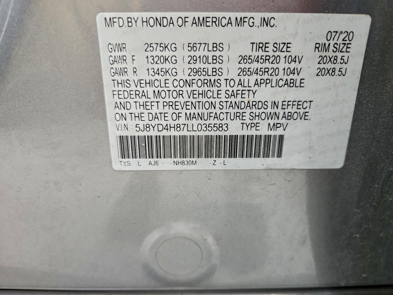 2020 Acura Mdx Advance