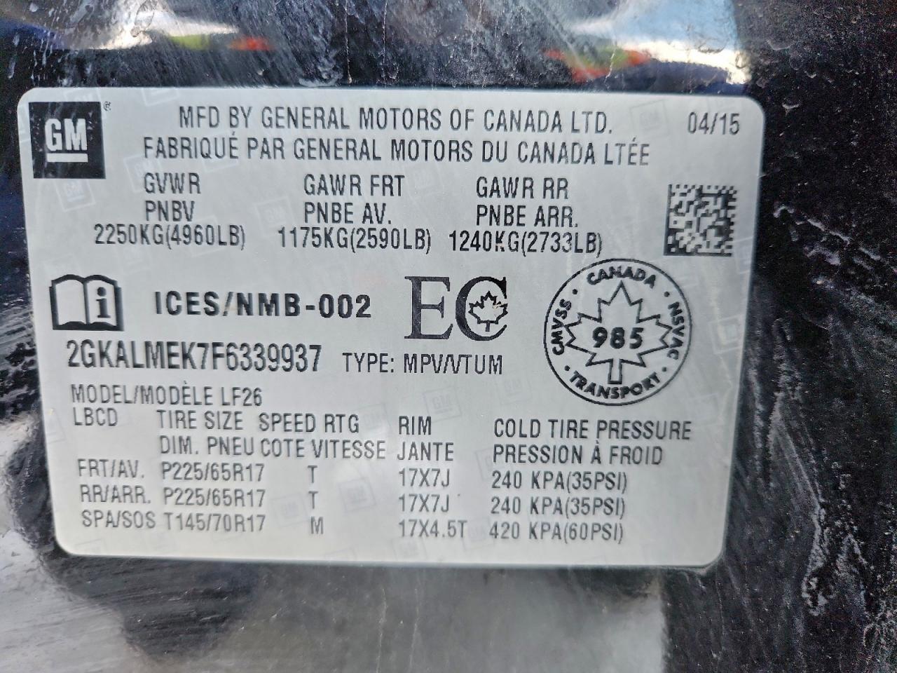 2015 GMC Terrain sle