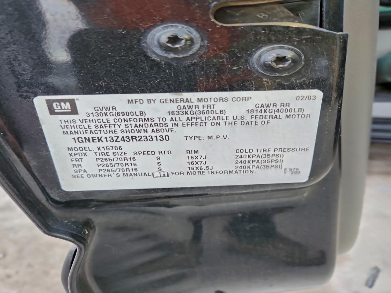 2003 Chevrolet Tahoe K1500