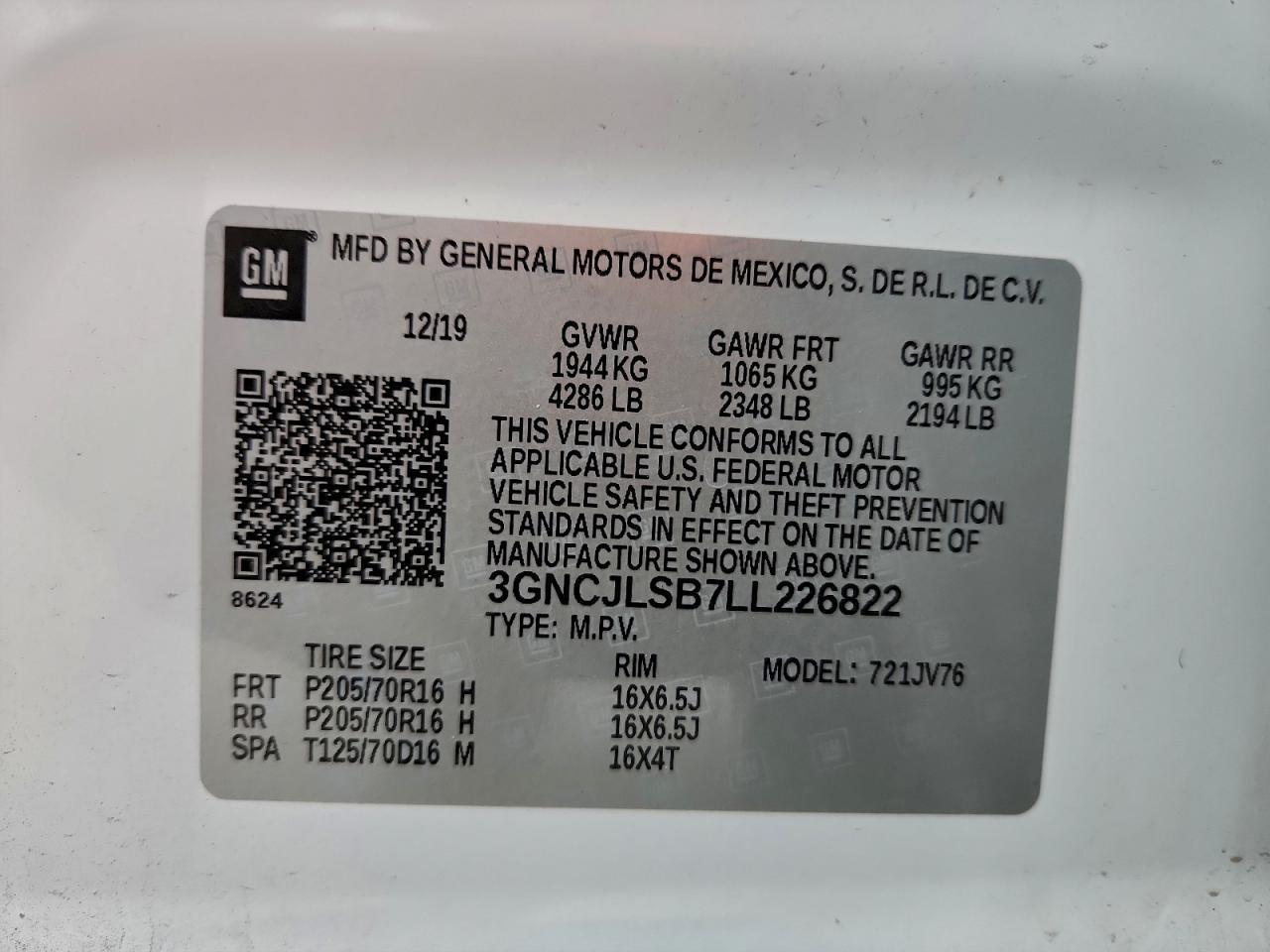 2020 Chev Trax 1LT