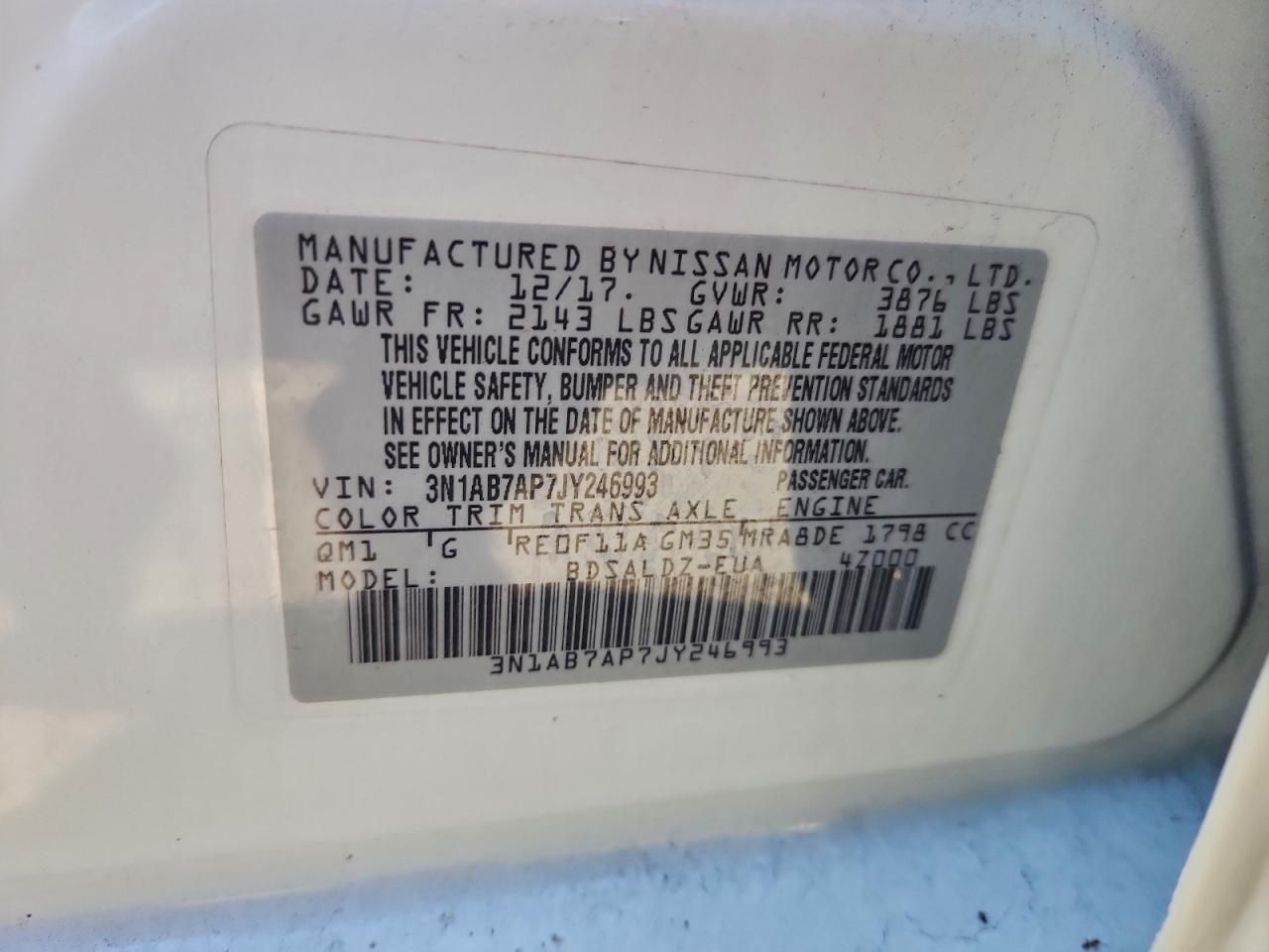 2018 Nissan Sentra sv