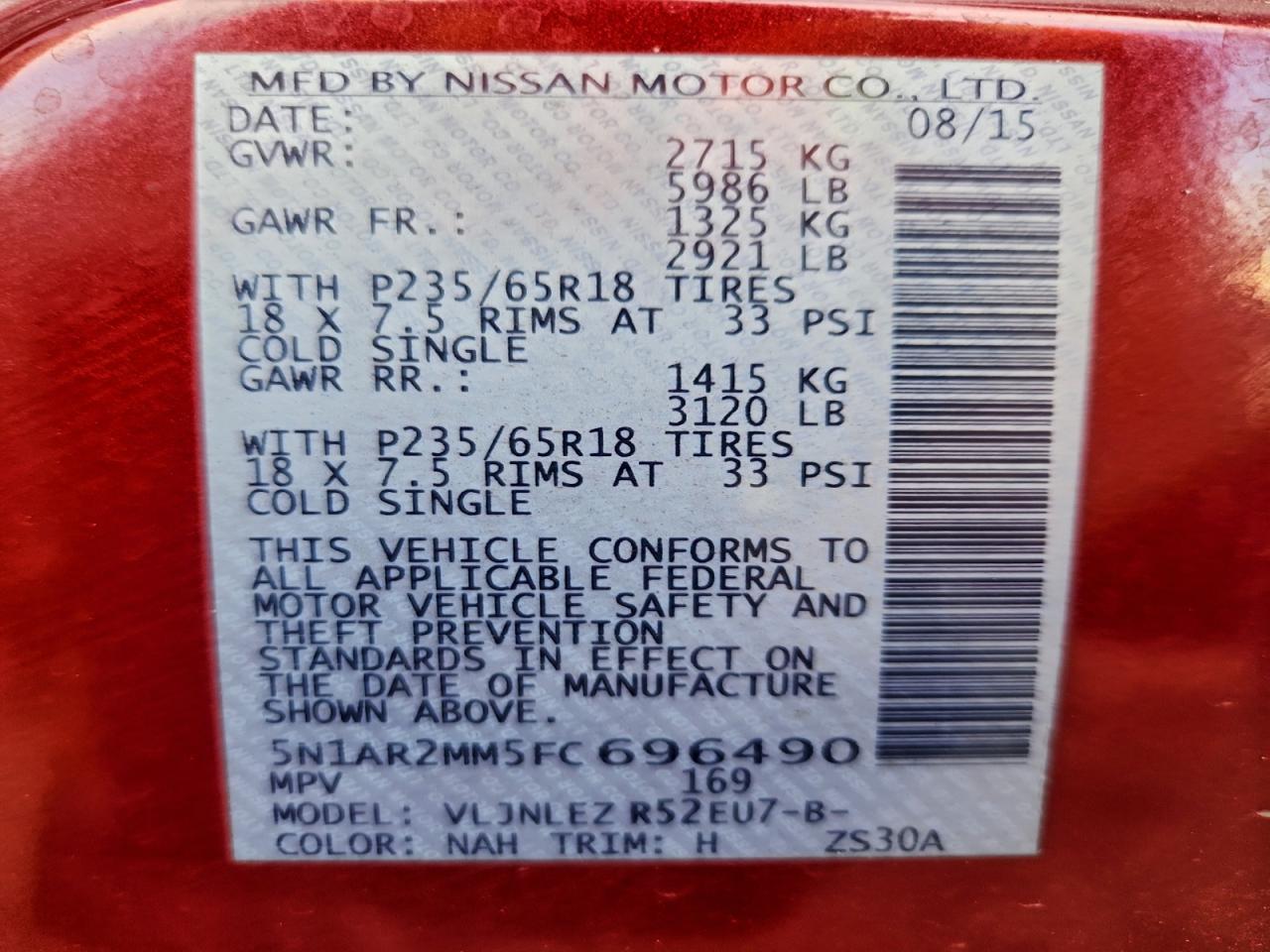 2015 Nissan Pathfinder s