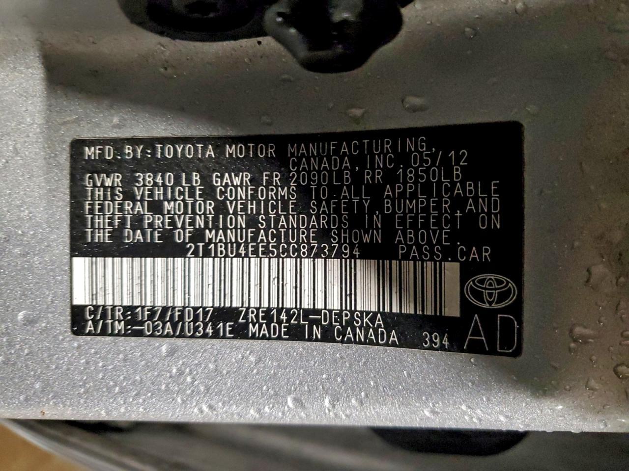 2012 Toyota Corolla Base