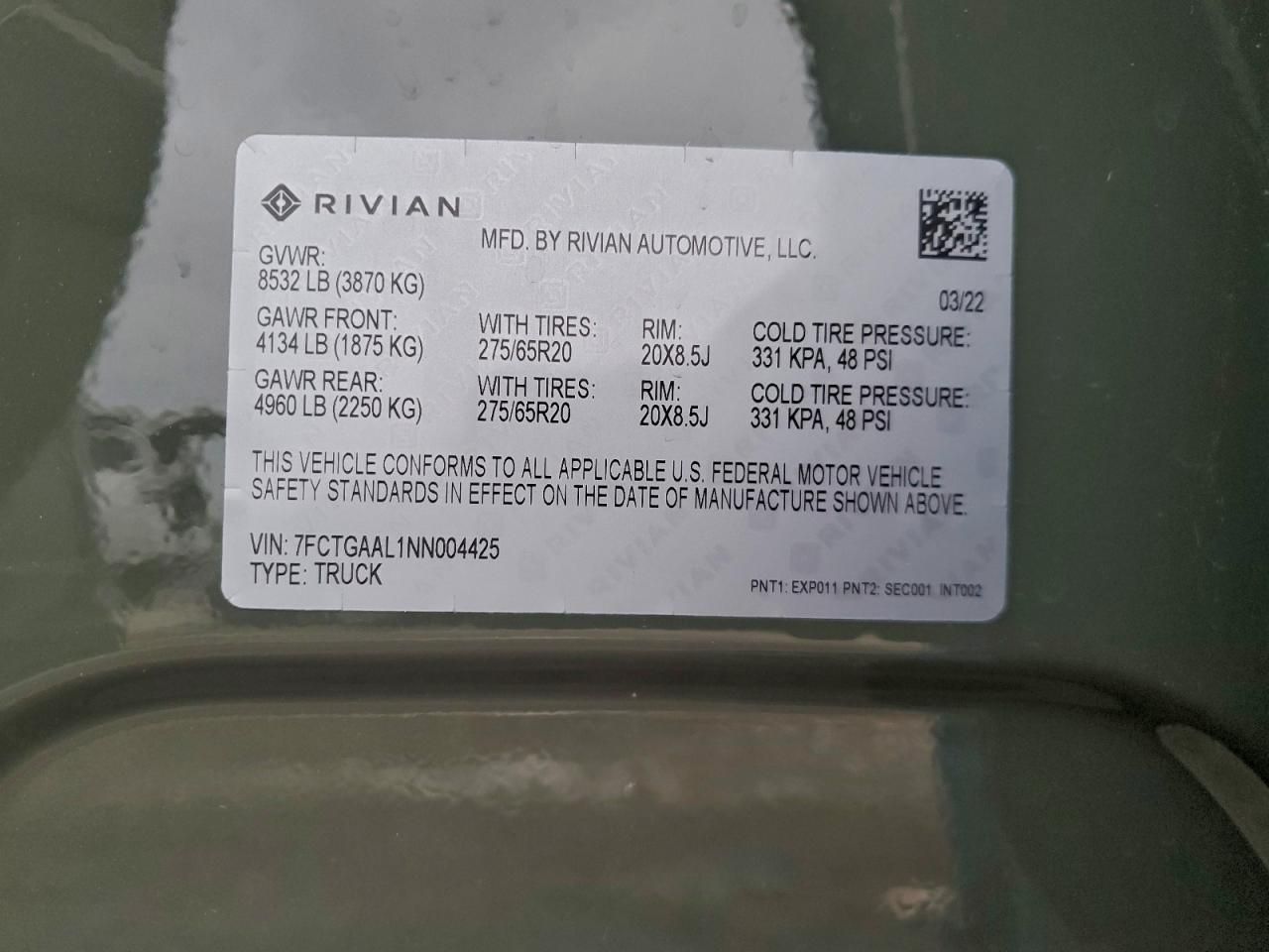 2022 Rivian R1T Launch Edition