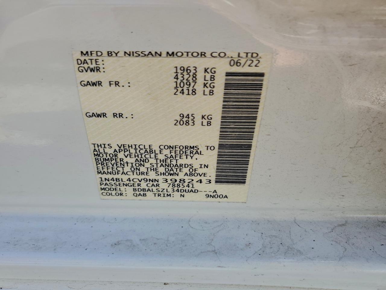 2022 Nissan Altima sr