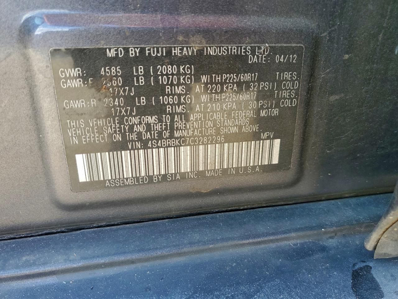 2012 Subaru Outback 2.5i Limited