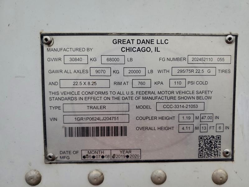 2020 Great Dane CCC-3314-21053 DRY Van Trailer