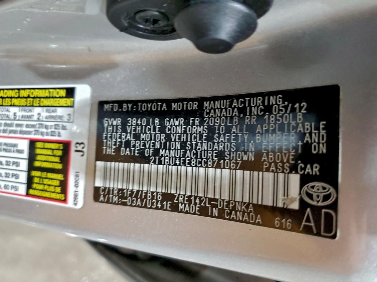 2012 Toyota Corolla Base