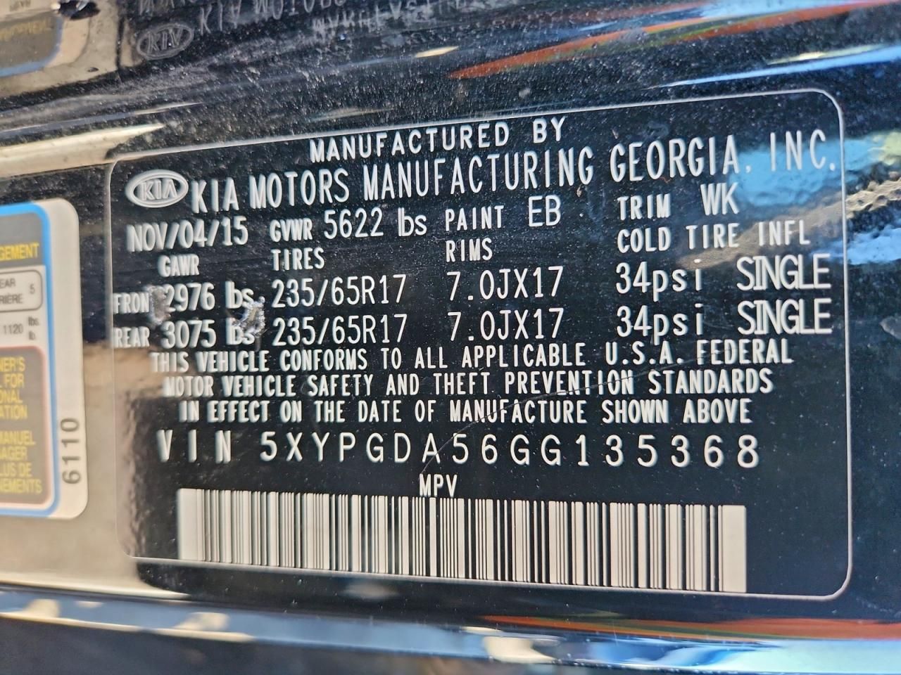 2016 KIA Sorento lx V6